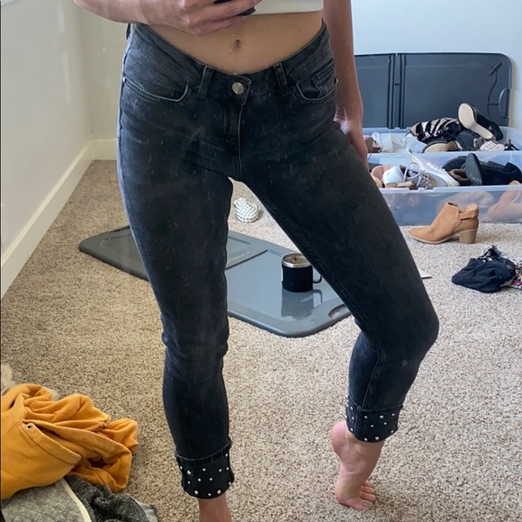 zara beaded jeans